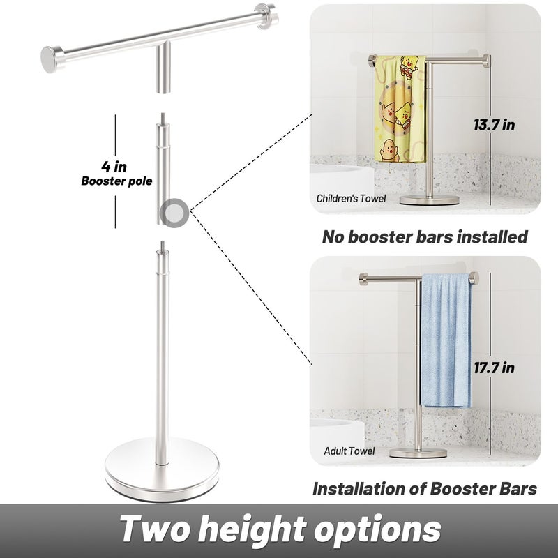 VEHHE T-Shape Hand Towel Holder for Bathroom  Height Adjustable Hand Towel Stand  SUS304 Stainless Steel Towel Holder Stand Non-Slip for Adults  Children(Silver) - Image 2
